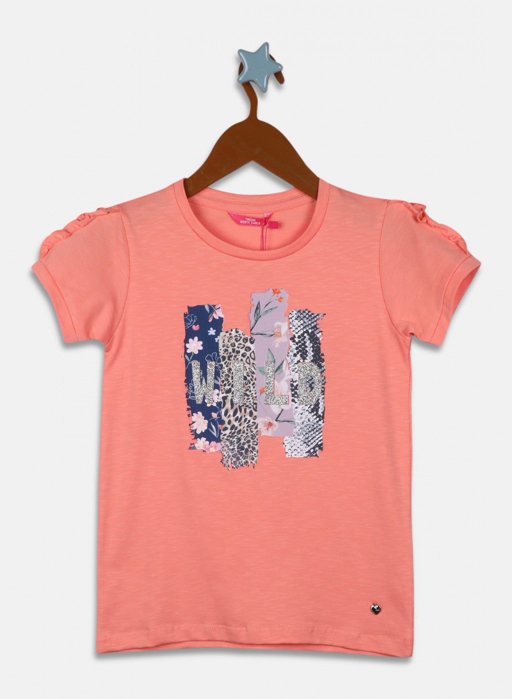 Girls Peach Printed Top