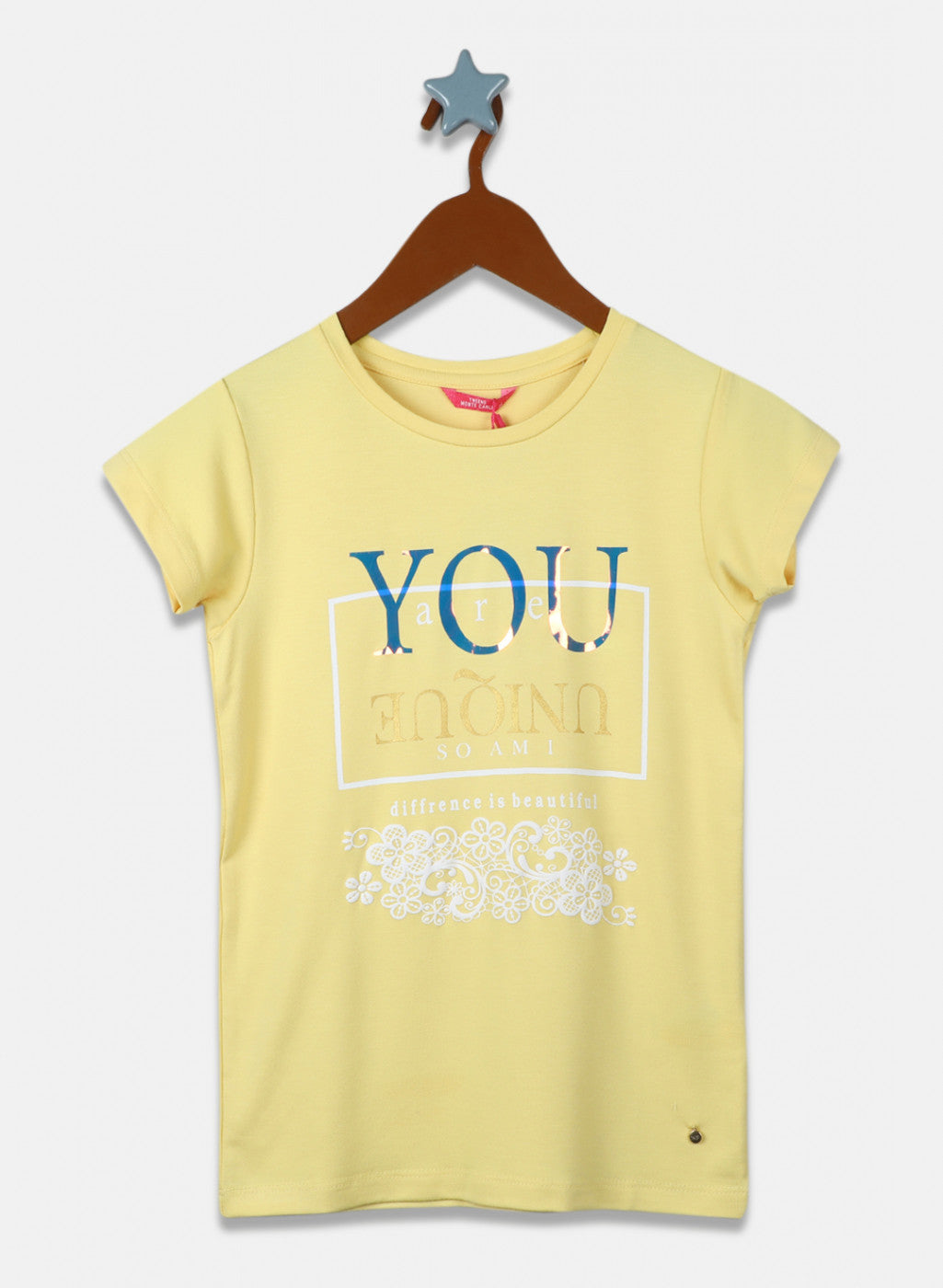 Girls Yellow Printed Top