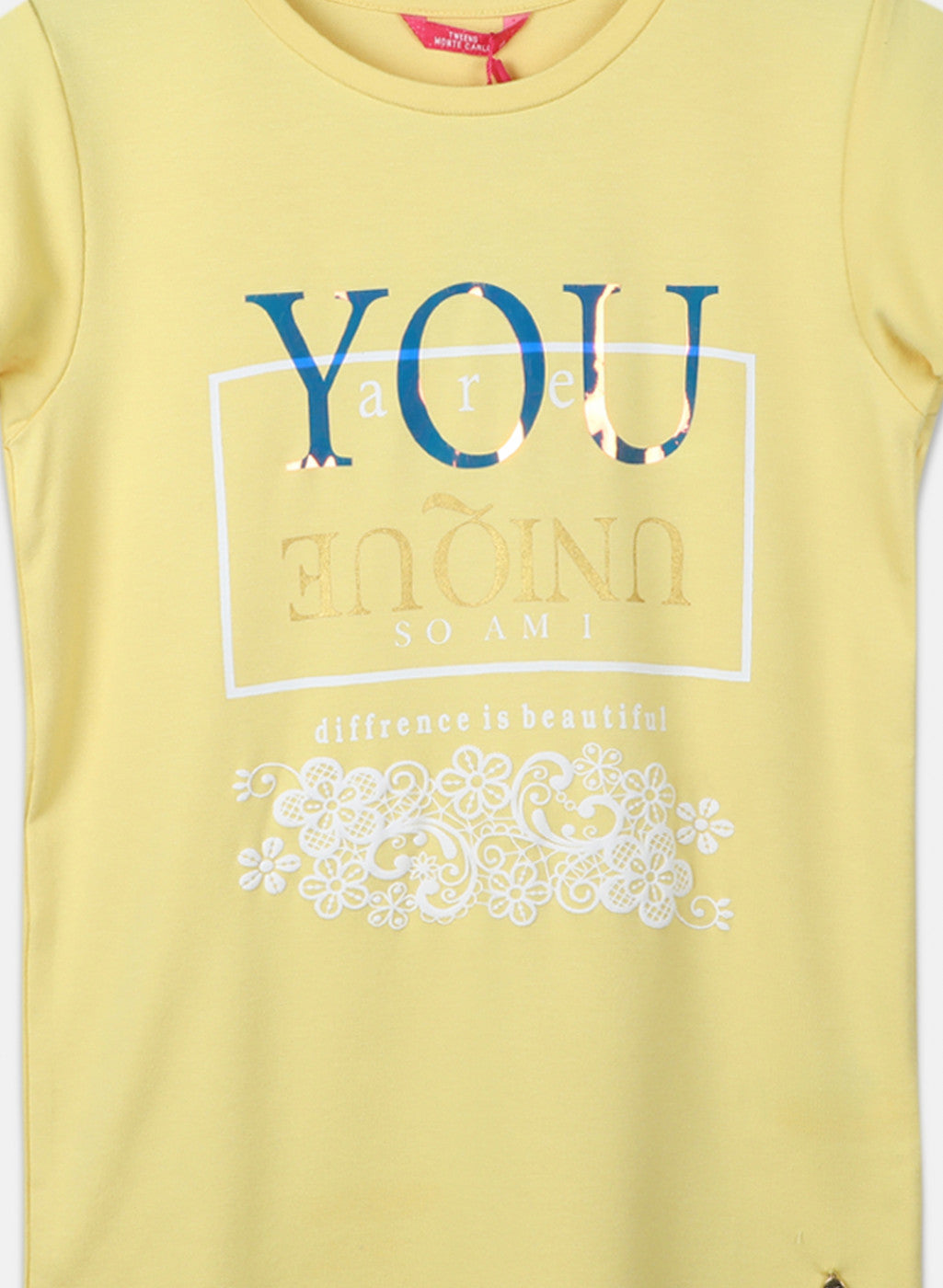 Girls Yellow Printed Top