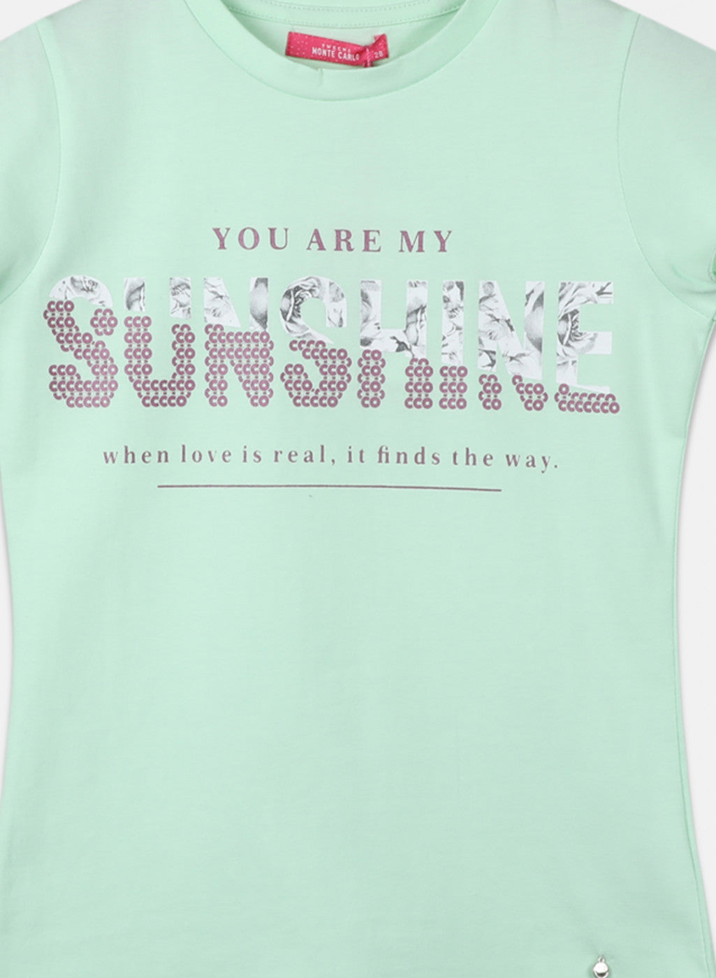 Girls Sea Green Printed Top