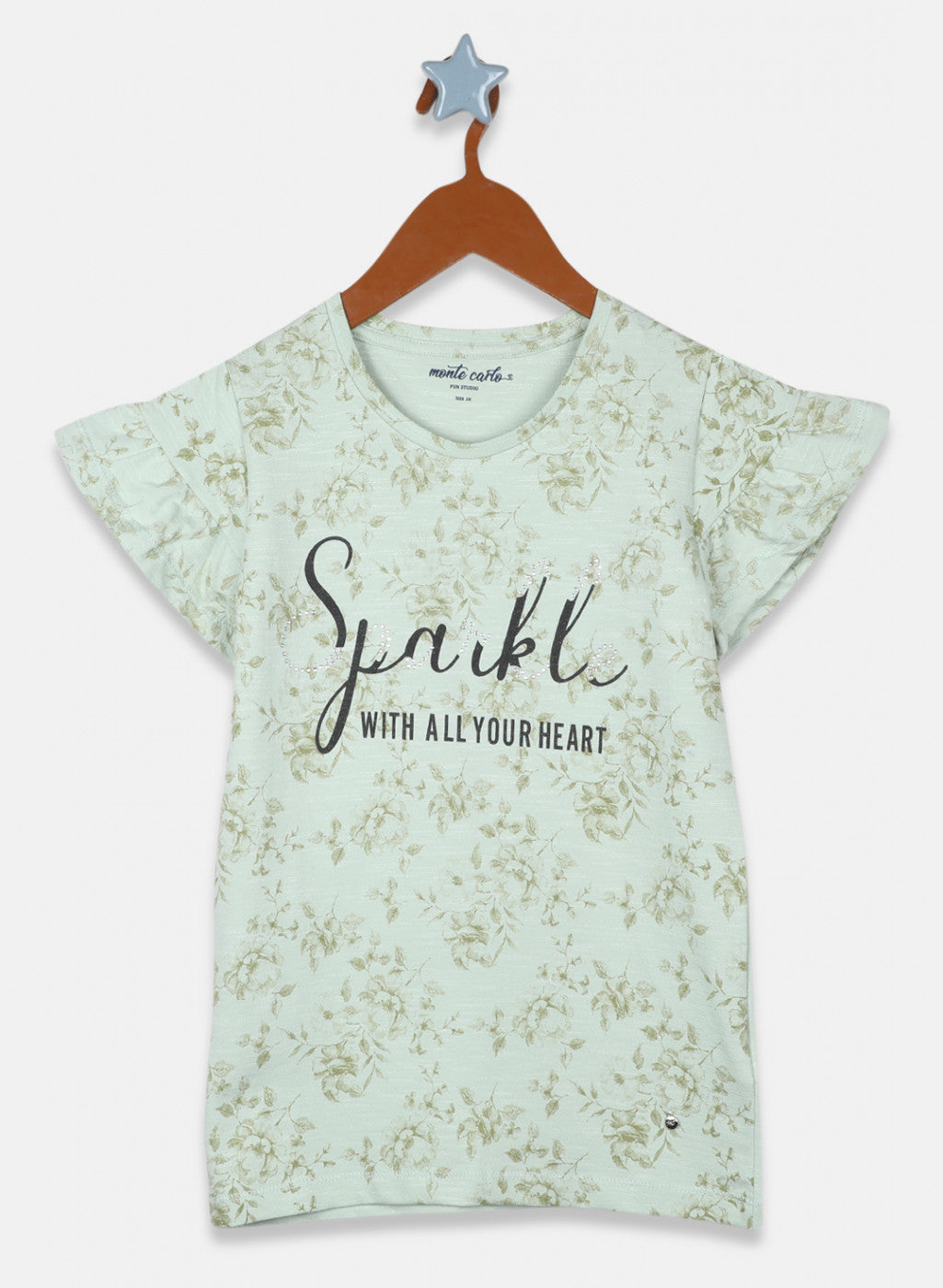 Girls Green Printed Top