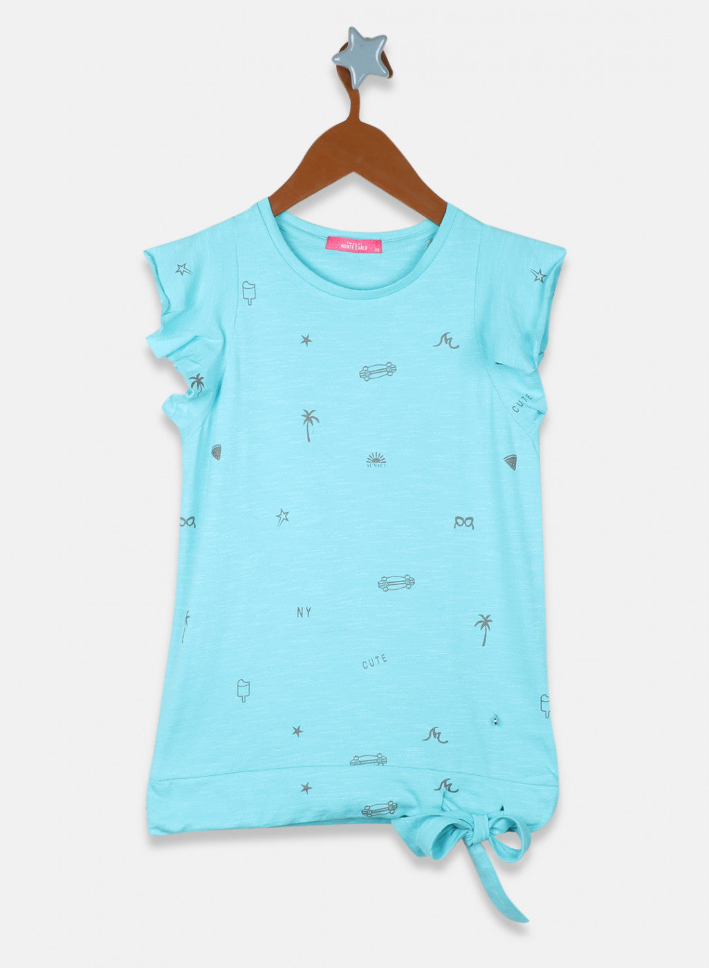 Girls Blue Printed Top