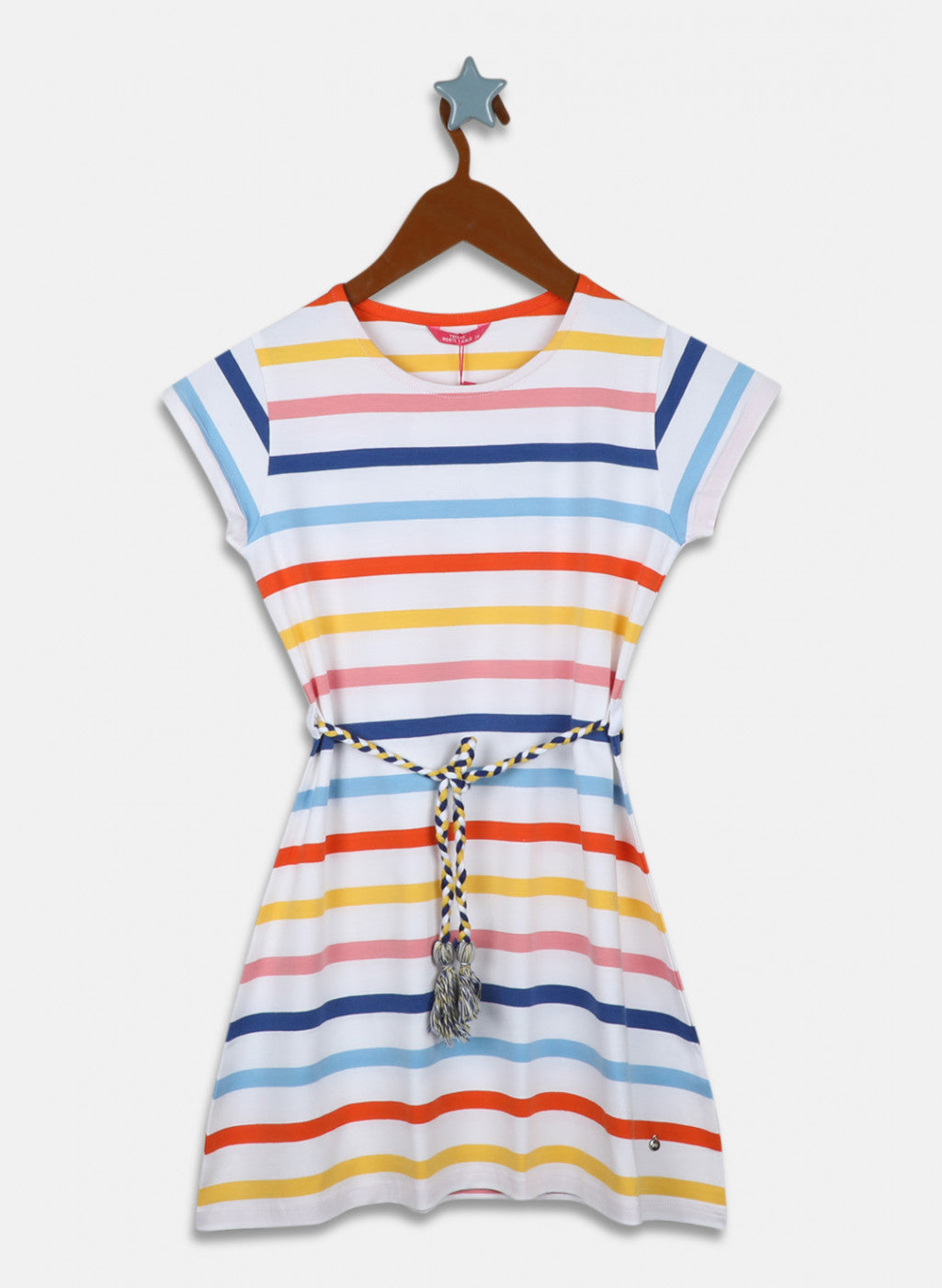 Girls White Stripe Dress