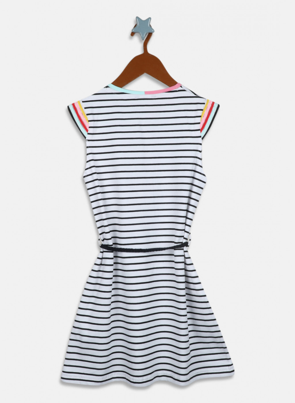 Girls White & Black Stripe Dress