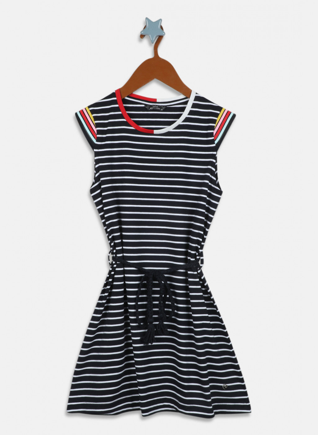 Girls Black & White Stripe Dress