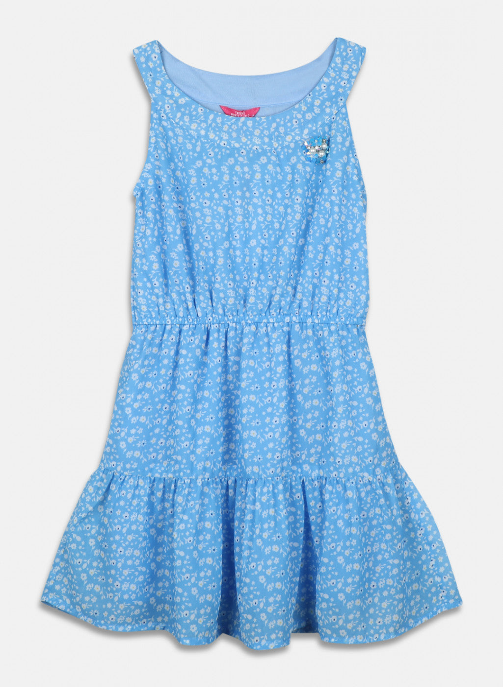 Girls Blue Printed Dress