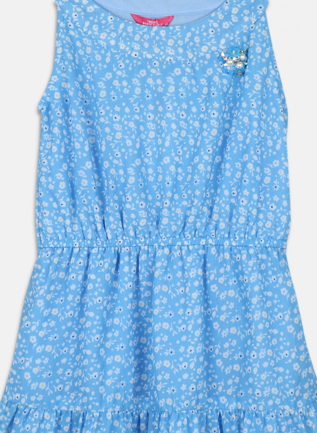 Girls Blue Printed Dress