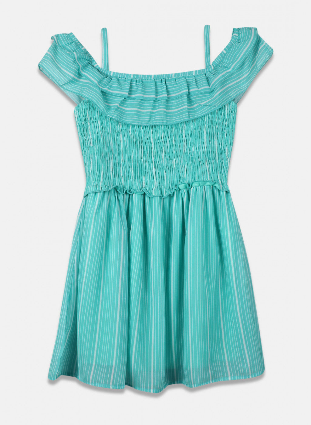 Girls Green Stripe Dress