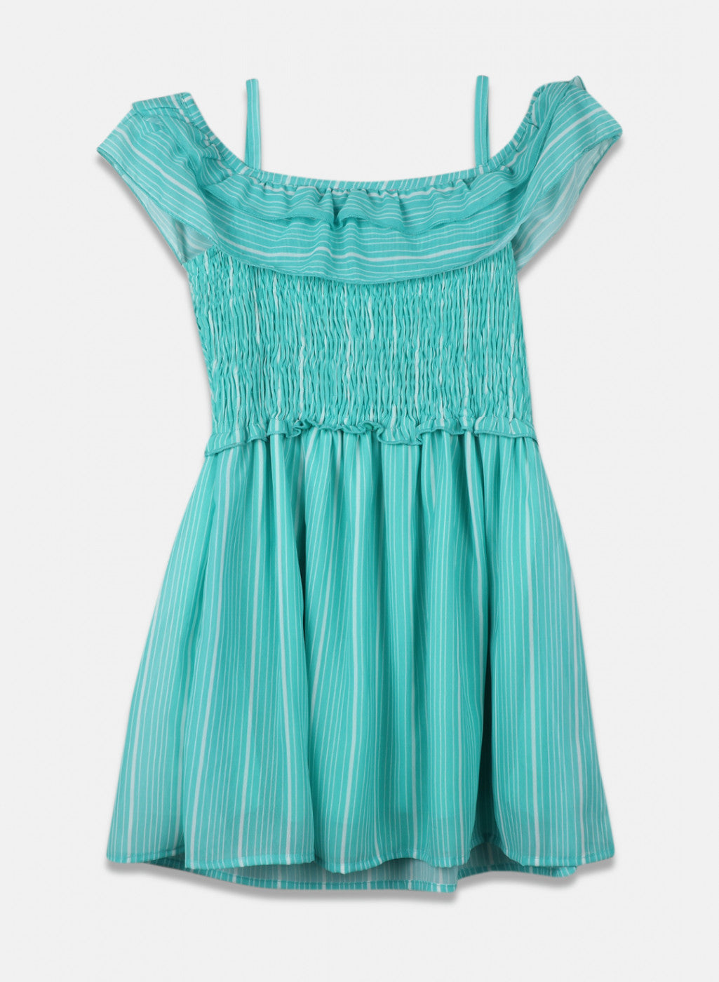 Girls Green Stripe Dress