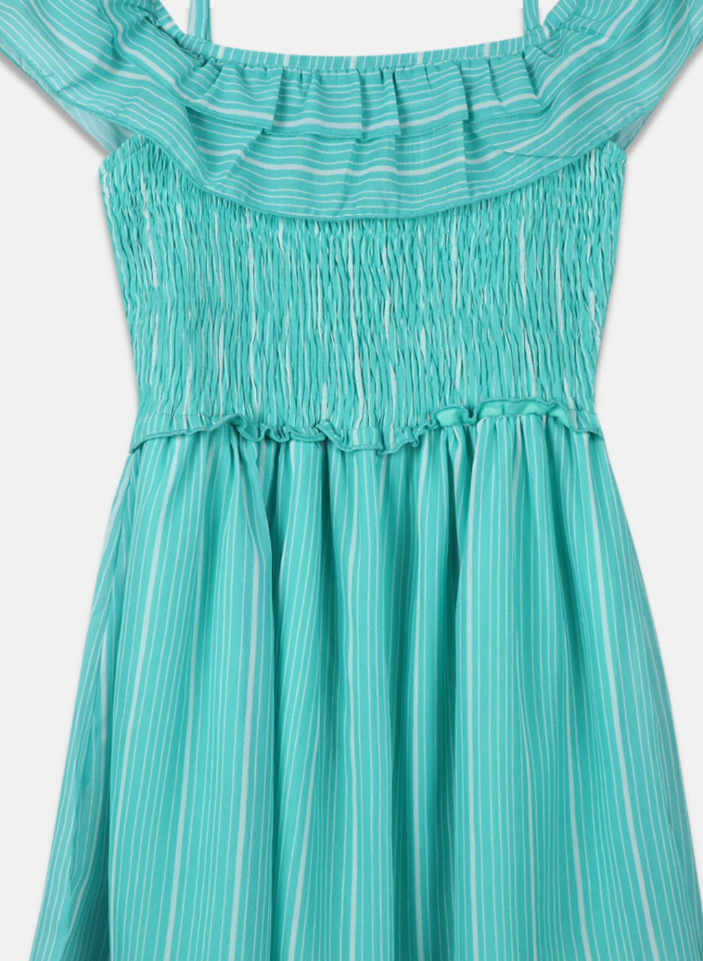 Girls Green Stripe Dress