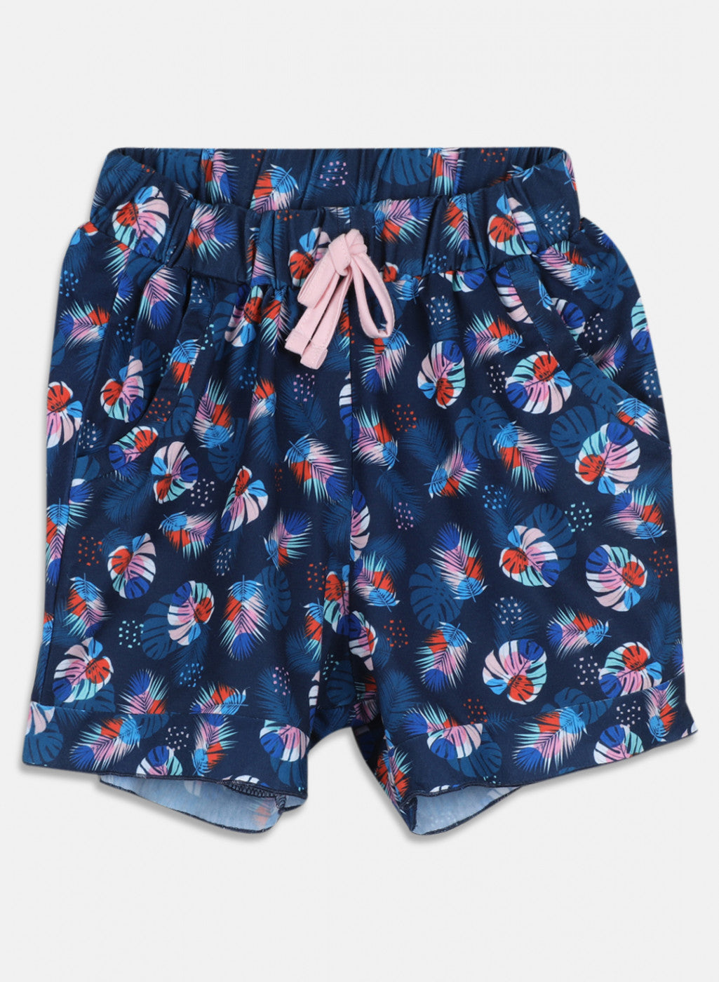 Girls Pink & Blue Printed Short Set