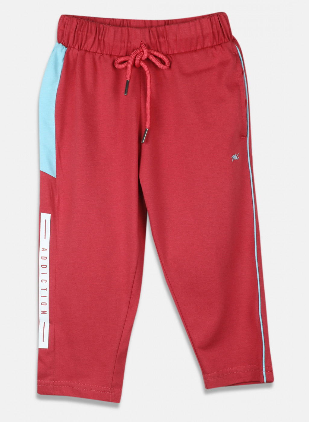 Girls Red Plain Capri