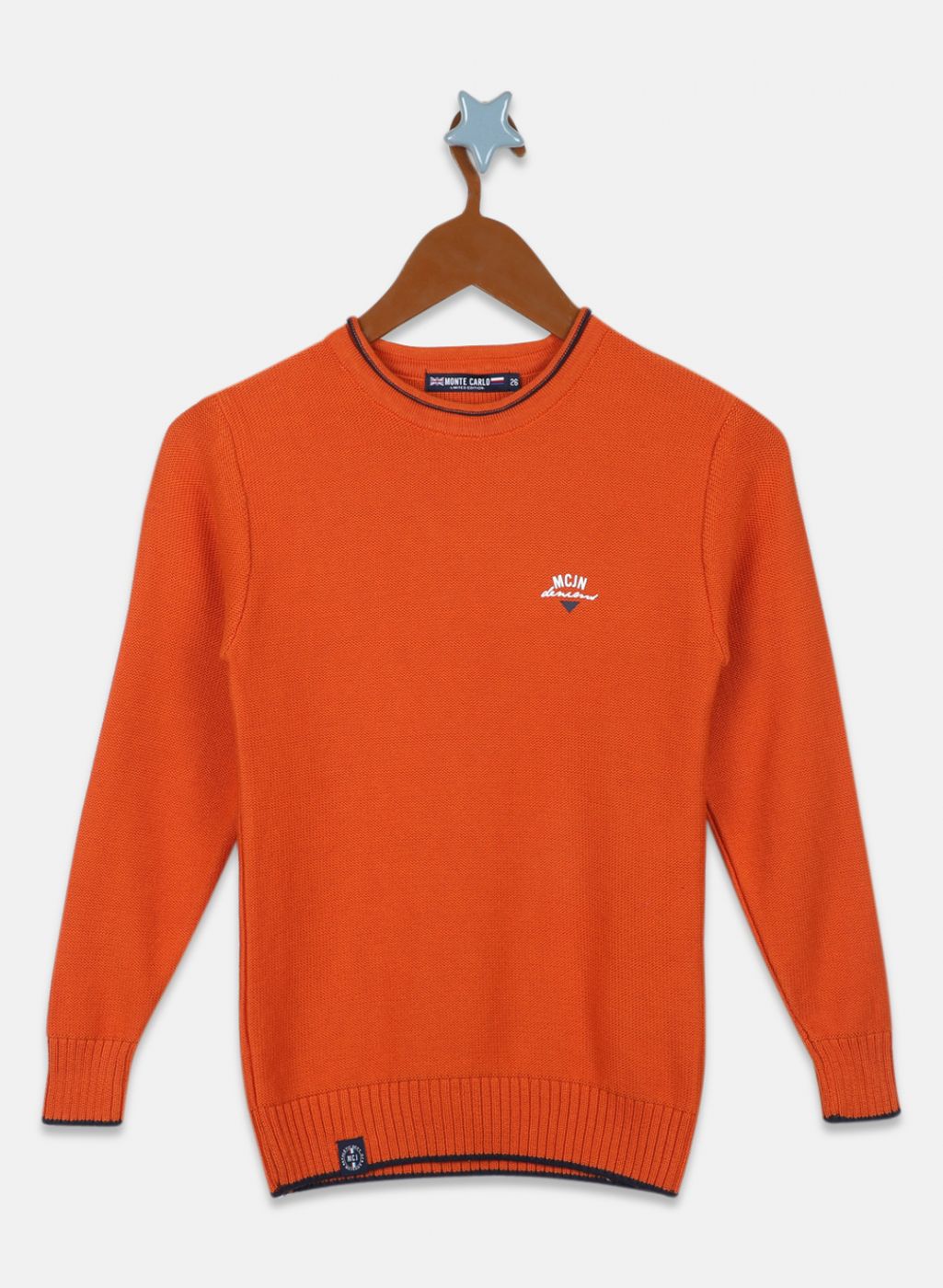 Boys Orange Solid Pullover