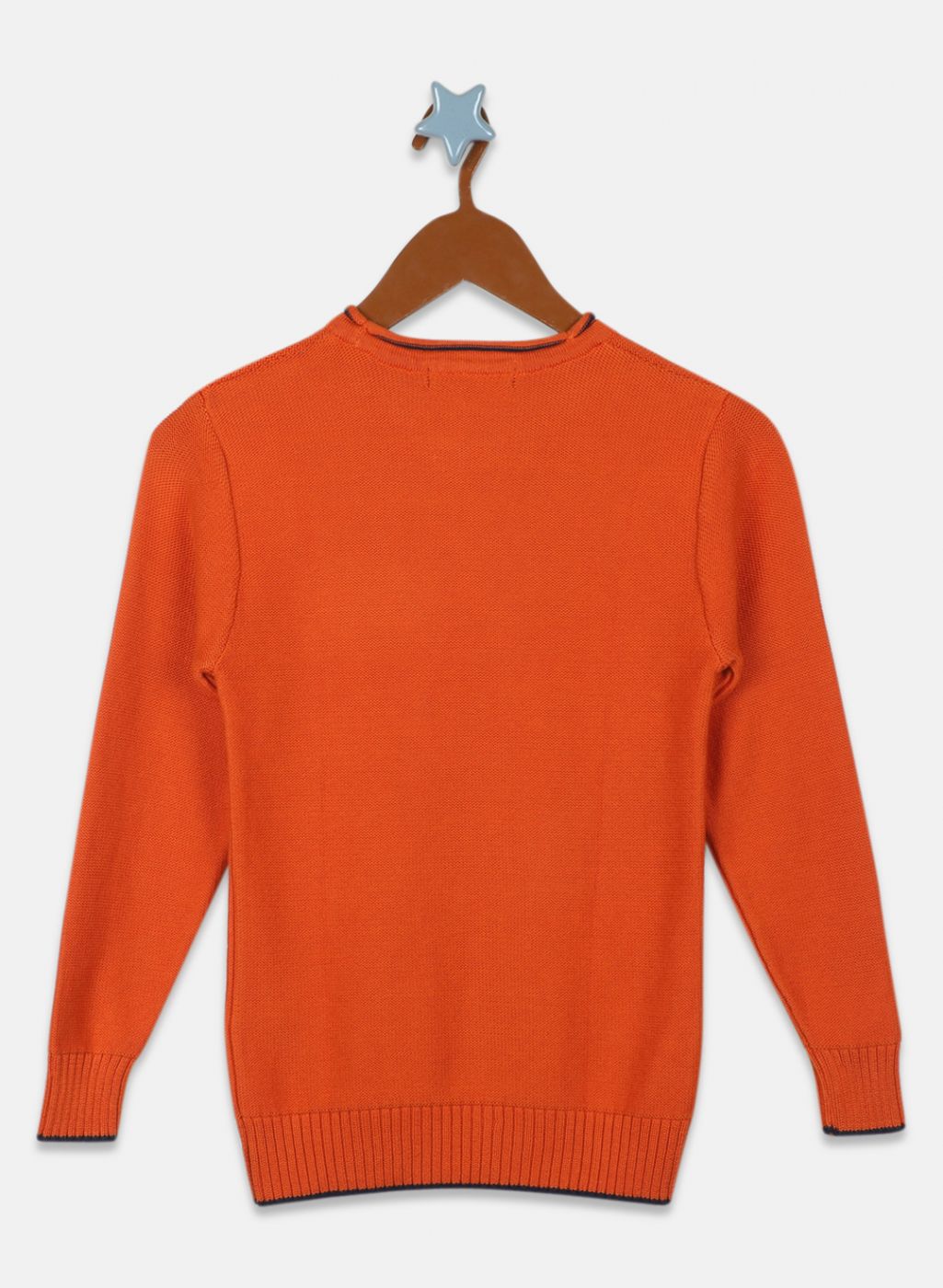 Boys Orange Solid Pullover