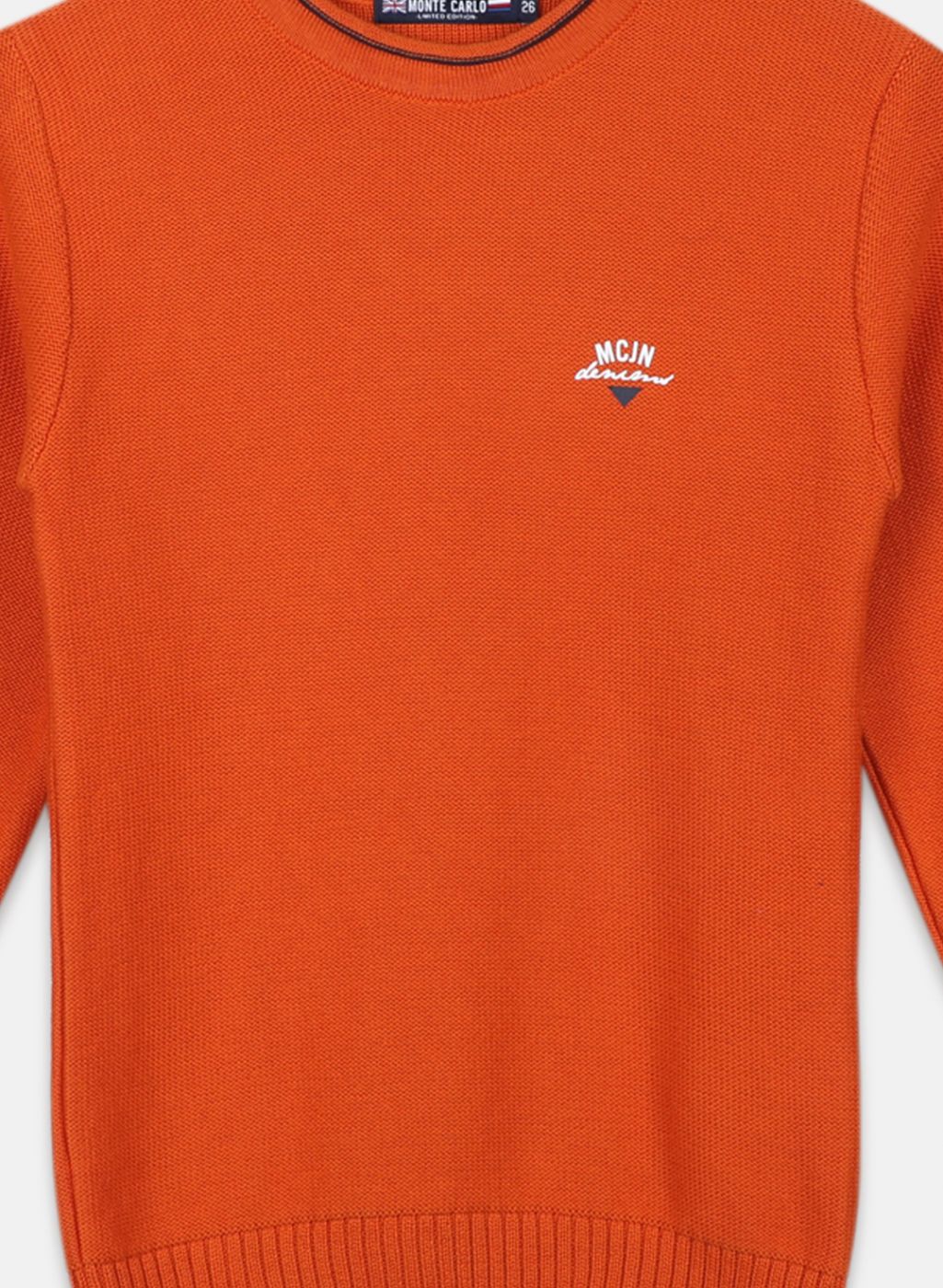 Boys Orange Solid Pullover