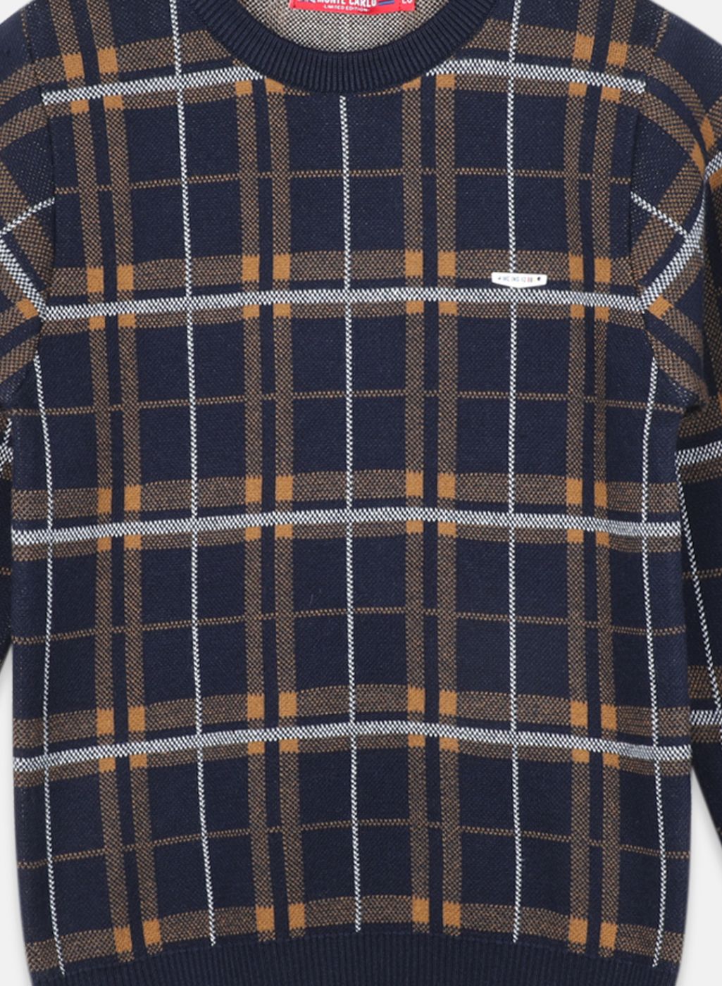 Boys Navy Blue Check Pullover