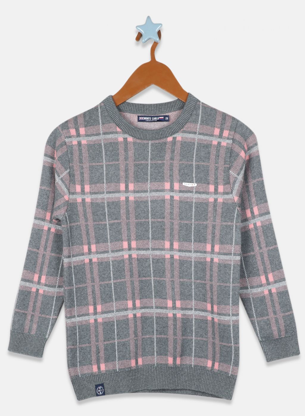 Boys Grey Check Pullover