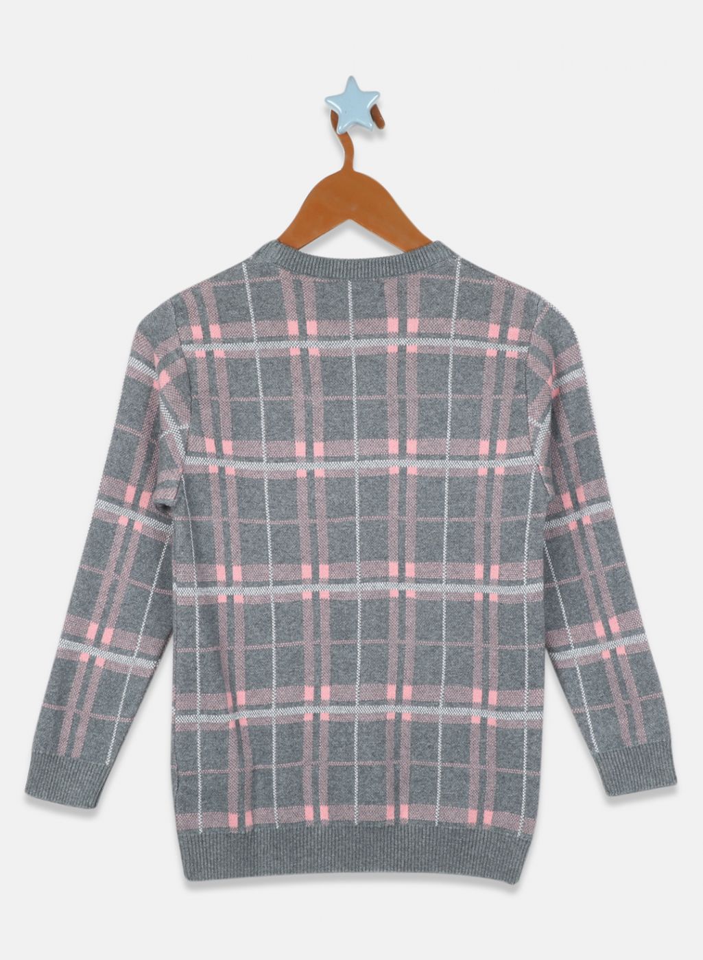 Boys Grey Check Pullover