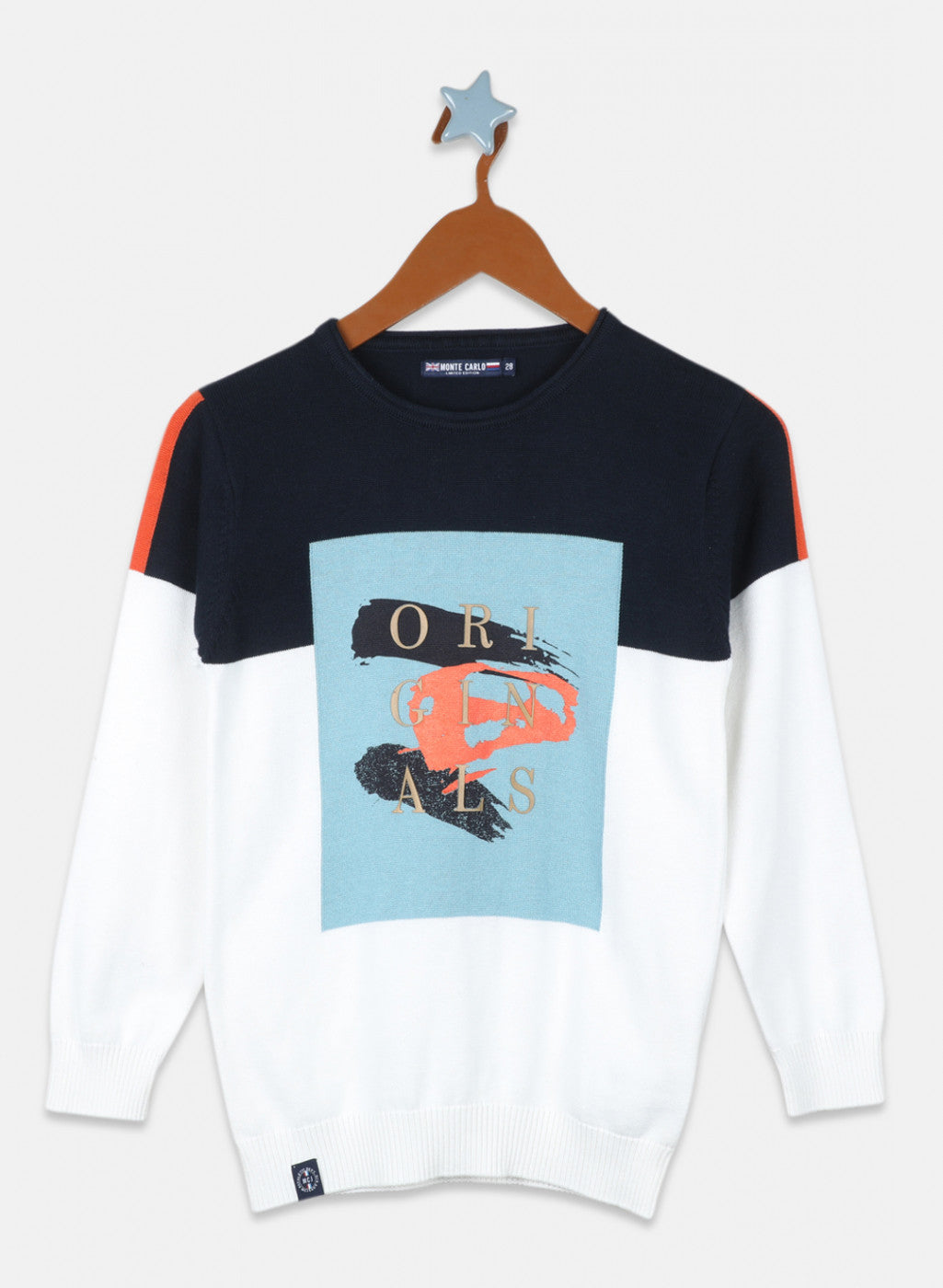 Boys Off White Printed Pullover