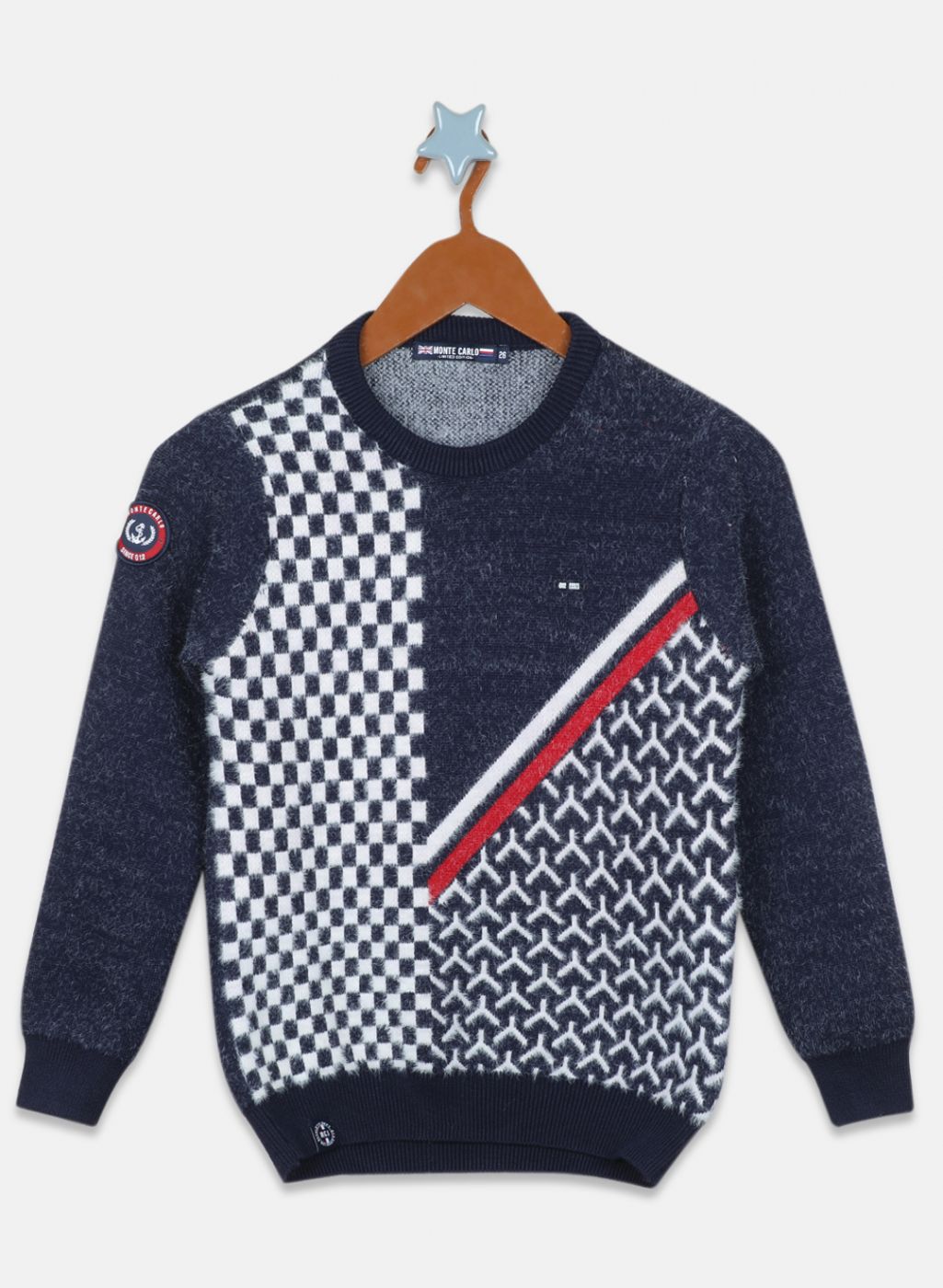 Boys NAvy Blue Jaquard Pullover