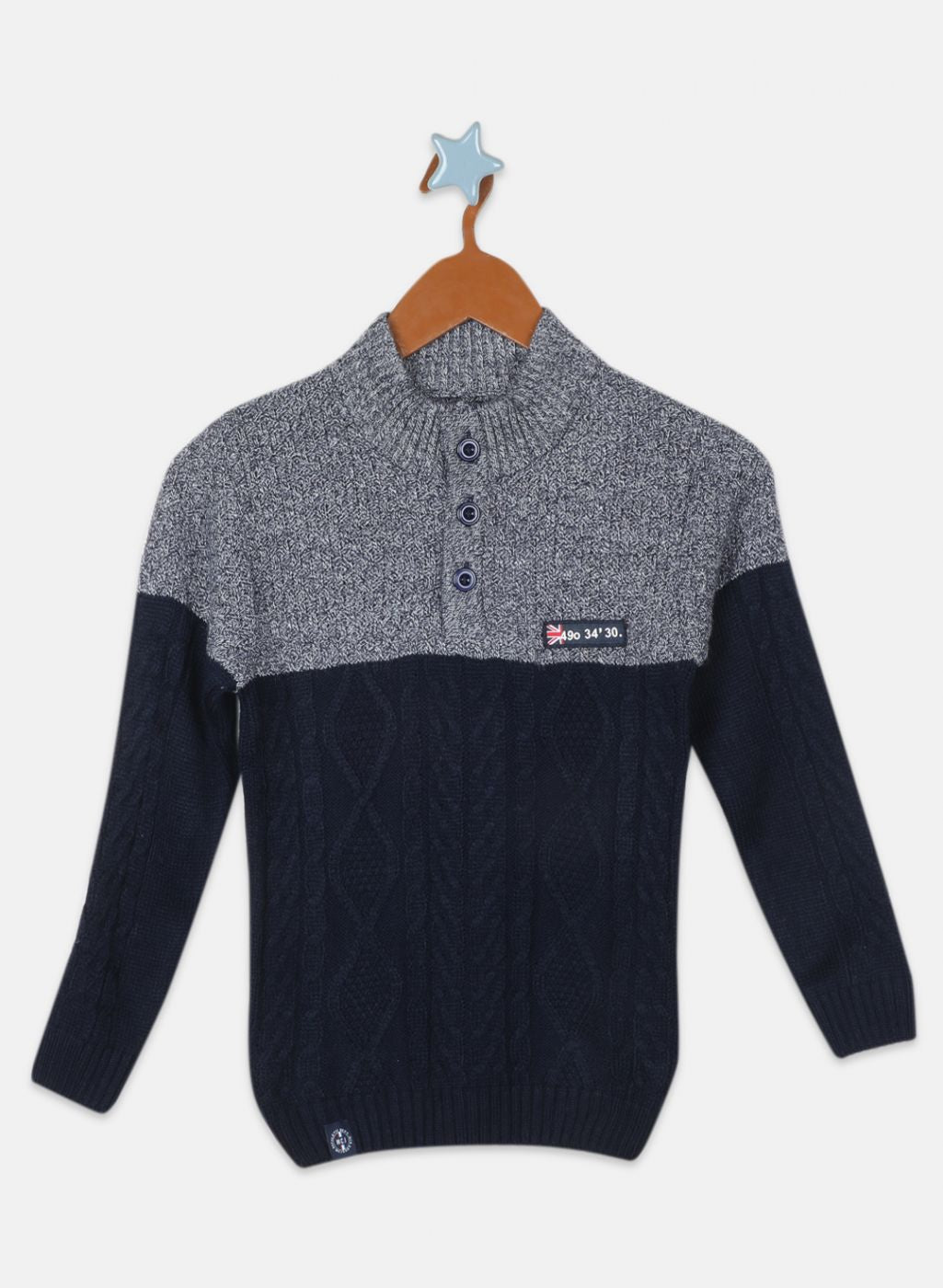 Boys NAvy Blue Printed Pullover