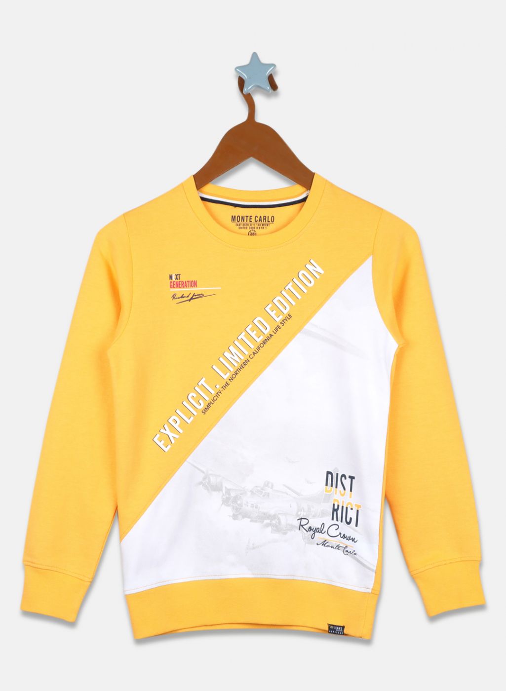 Boys Yellow Printed Sweatshirt