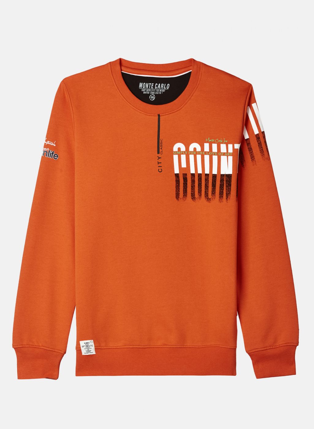 Boys Orange Printed Sweatshirt