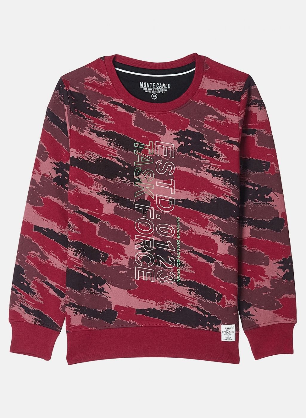 Boys Maroon Printed Sweatshirt