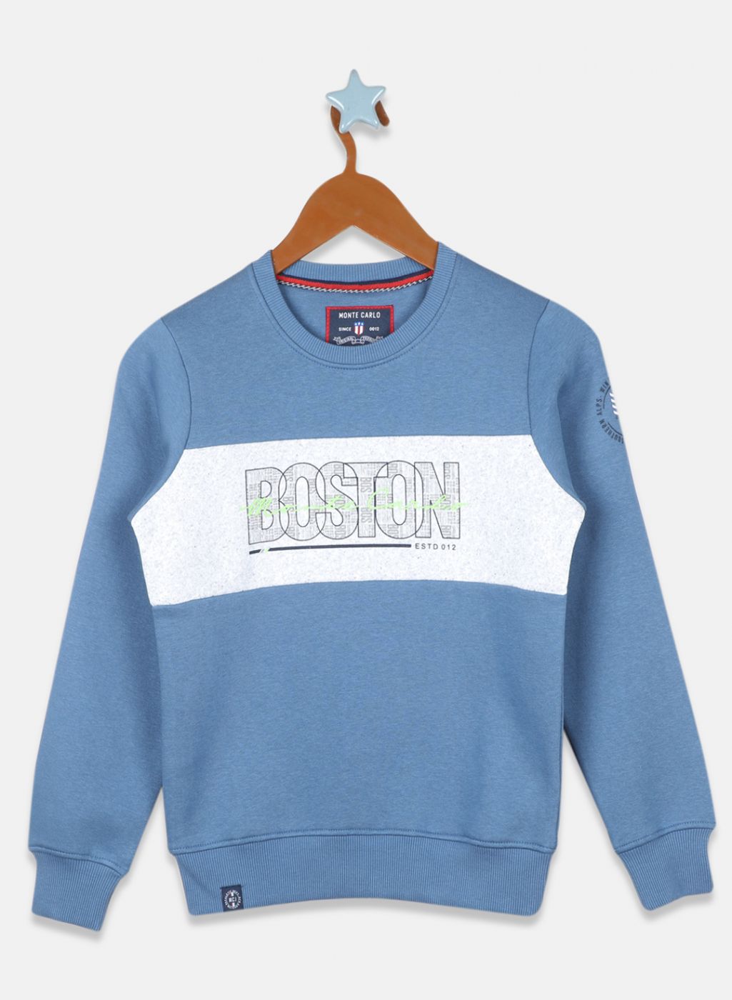 Boys Blue Printed Sweatshirt