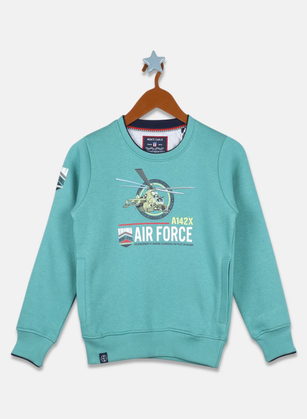 Boys Teal Blue Printed Sweatshirt