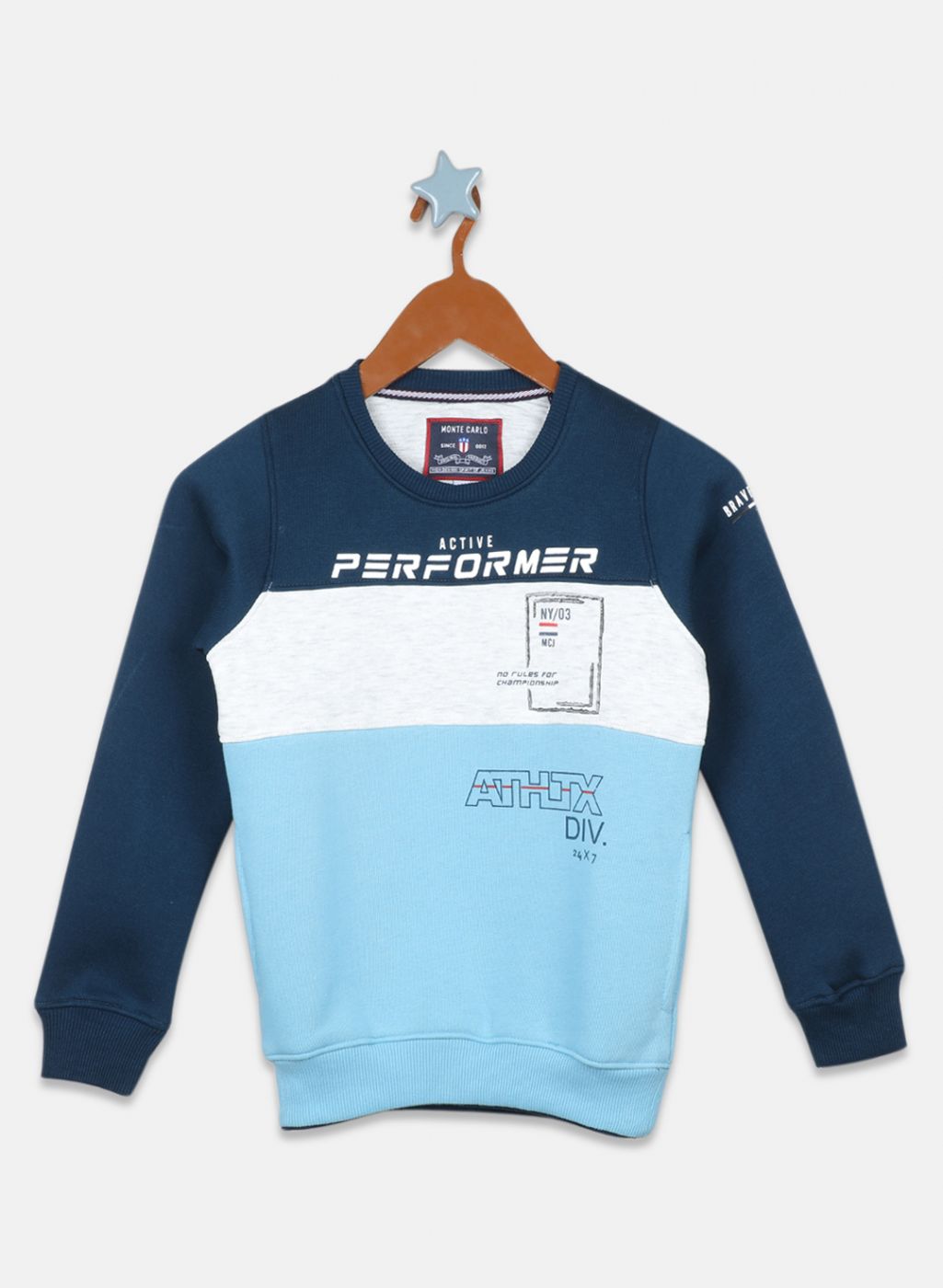 Boys Blue Printed Sweatshirt