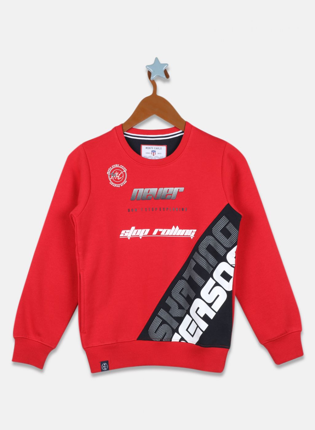 Boys Red Printed Sweatshirt