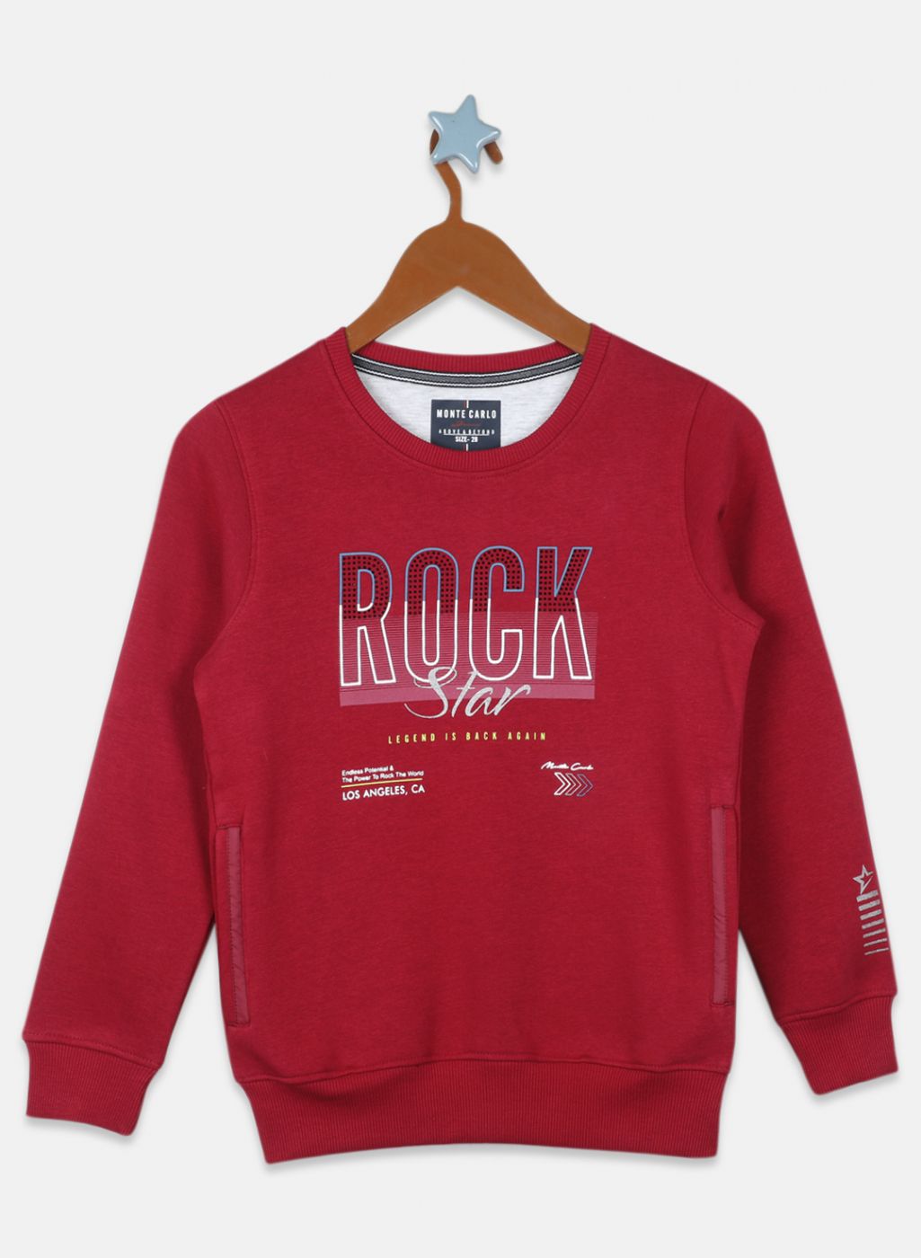 Boys Maroon Printed Sweatshirt