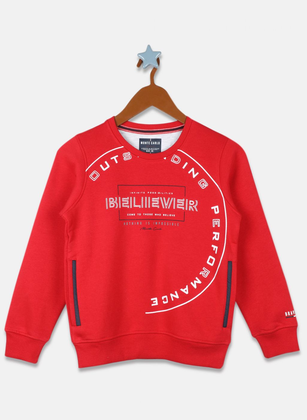 Boys Red Printed Sweatshirt