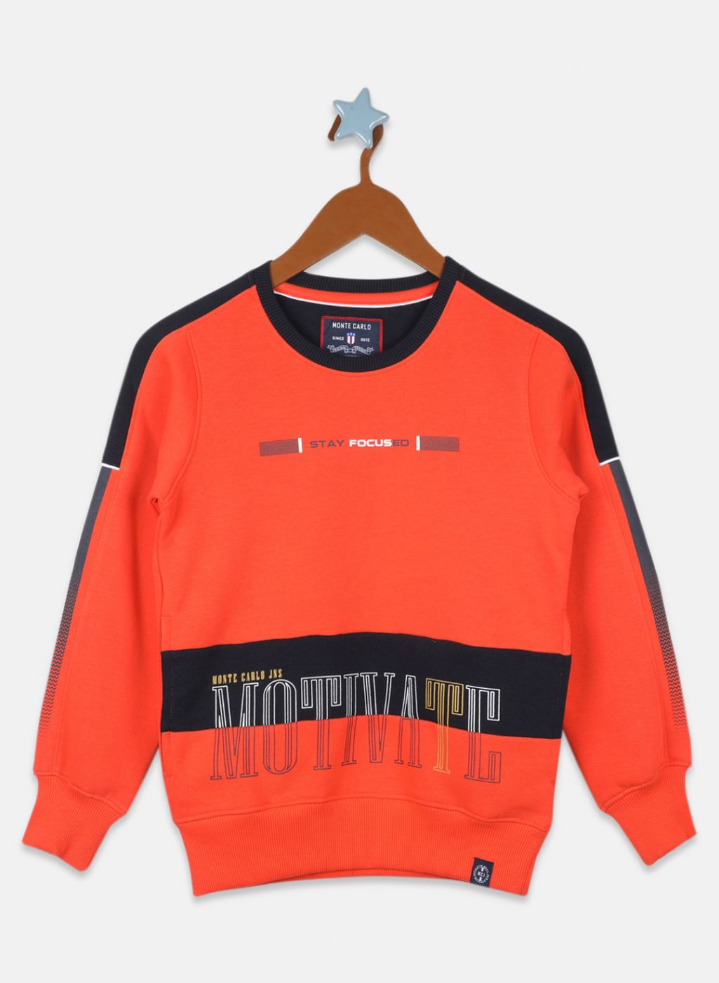 Boys Orange Printed Sweatshirt