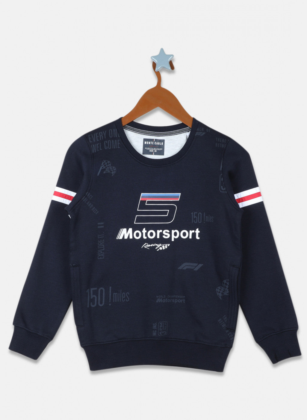 Boys Navy Blue Printed Sweatshirt