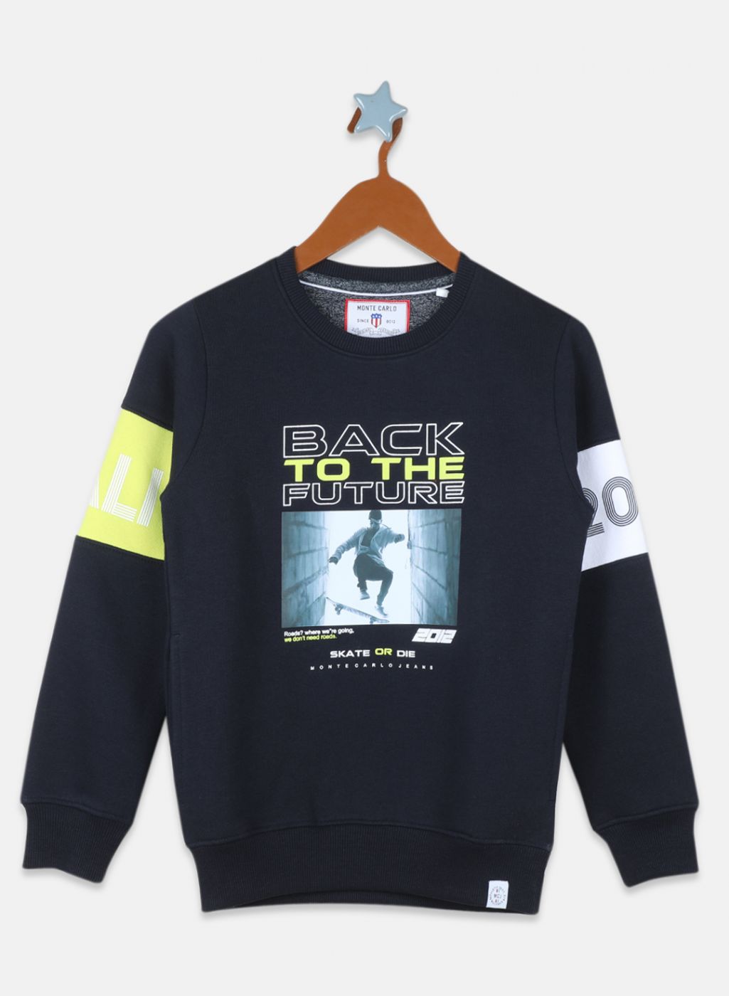 Boys NAvy Blue Printed Sweatshirt