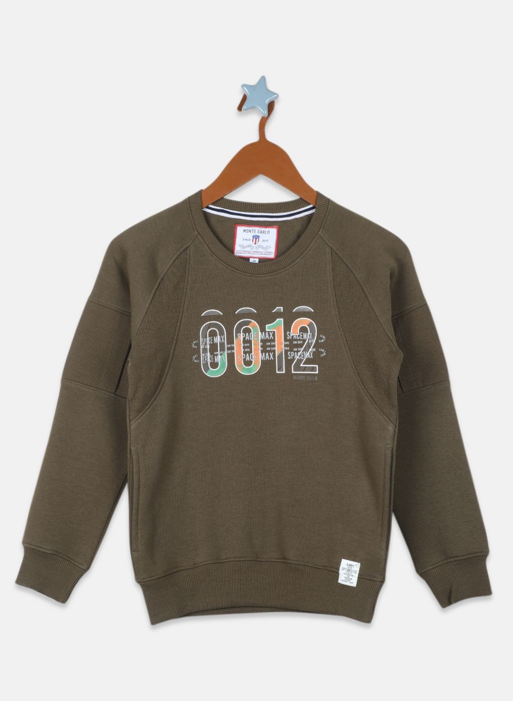 Boys Olive Printed Sweatshirt