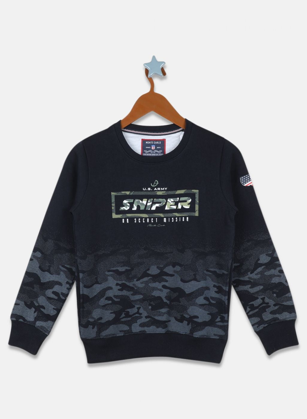 Boys NAvy Blue Printed Sweatshirt