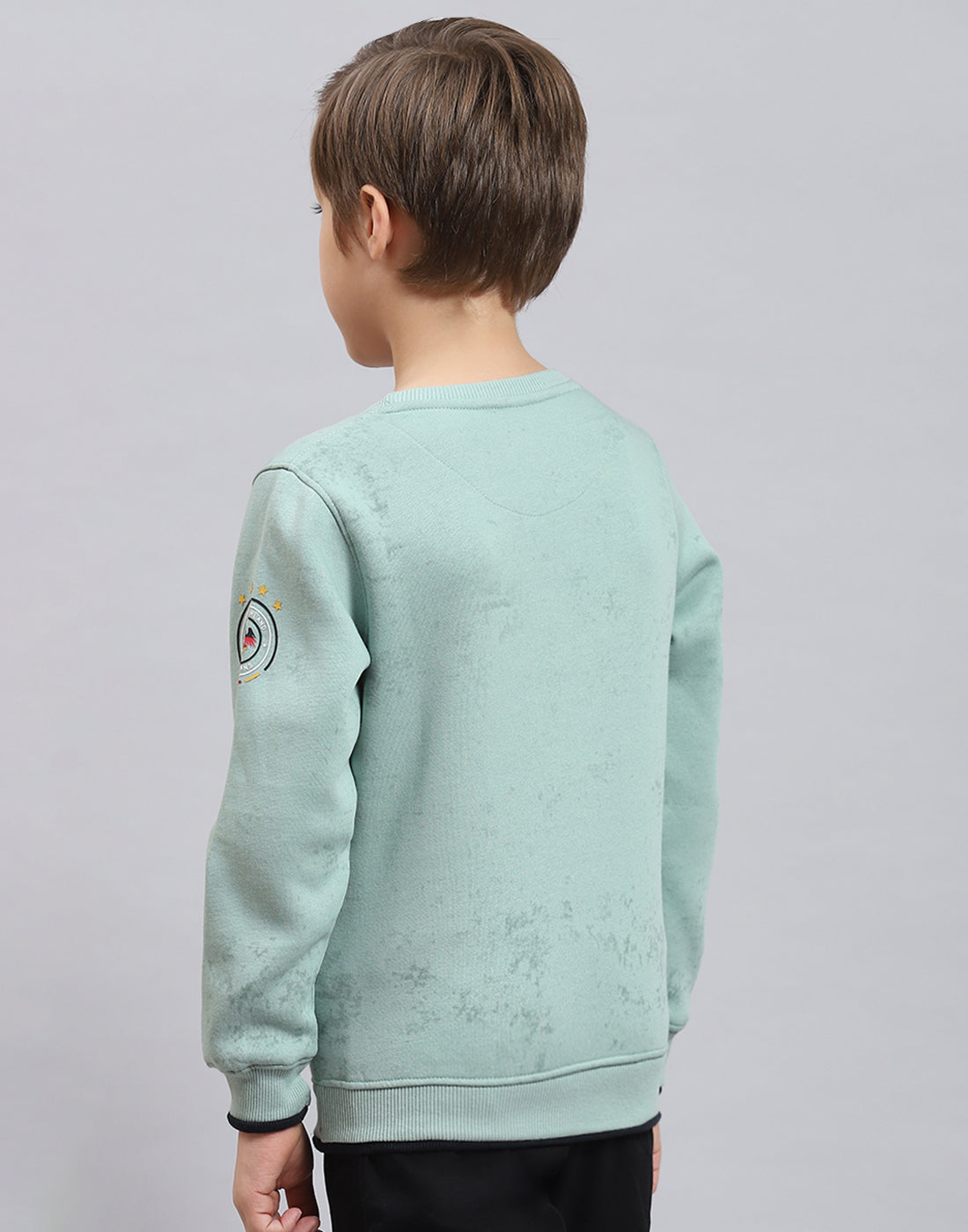 Boys Green Printed Round Neck Full Sleeve Sweatshirt