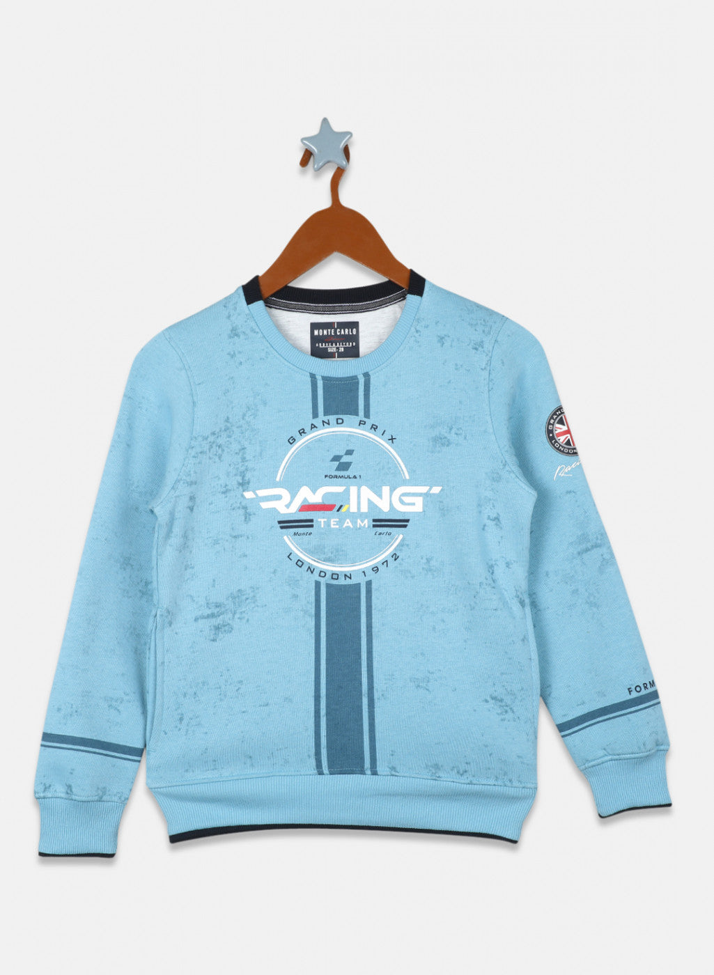 Boys Blue Printed Sweatshirt