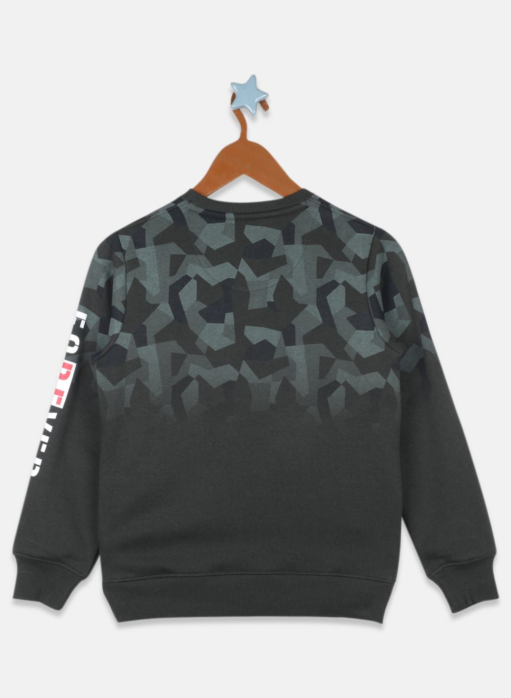 Boys Olive Printed Sweatshirt