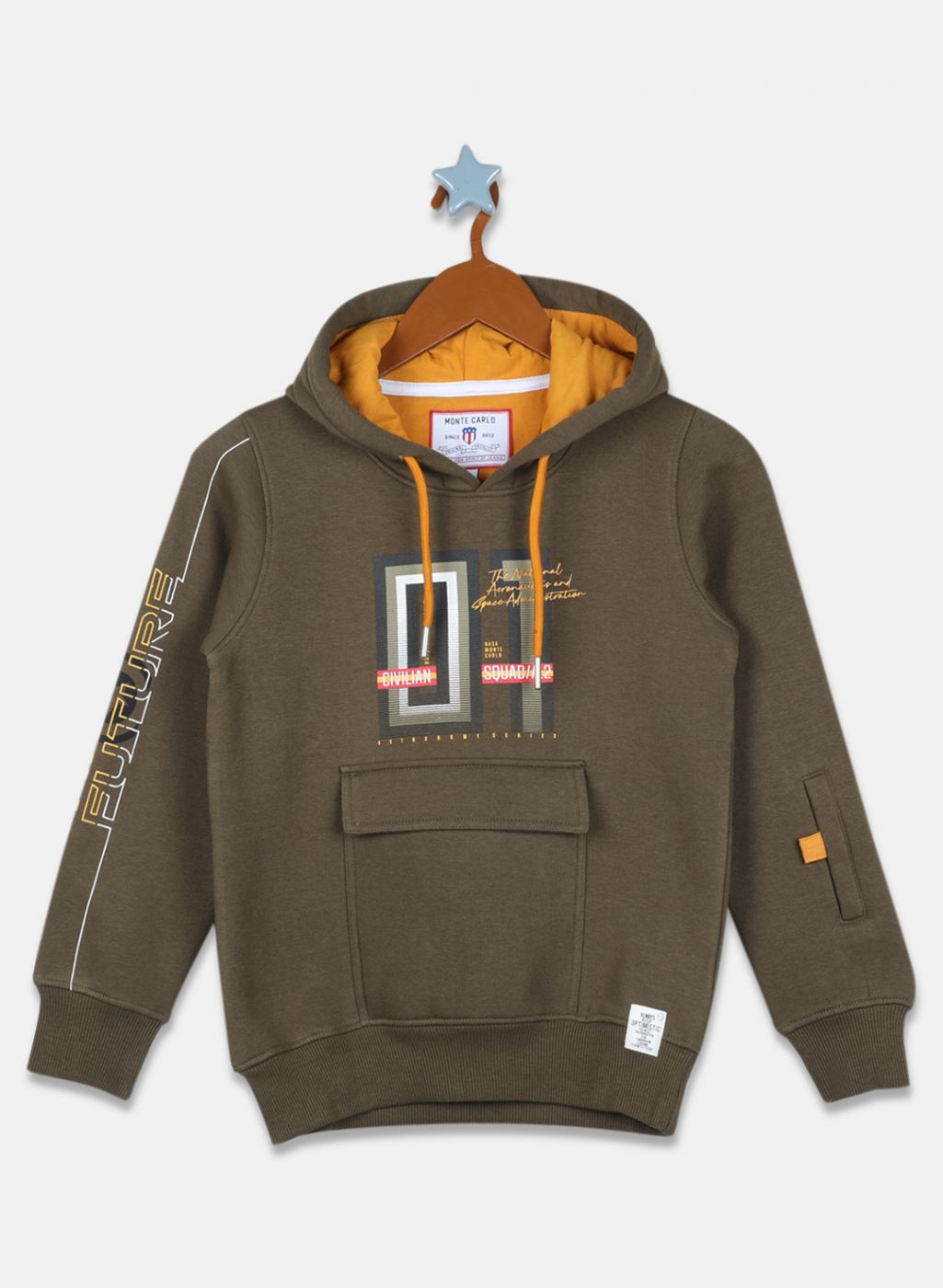 Boys Olive Printed Sweatshirt