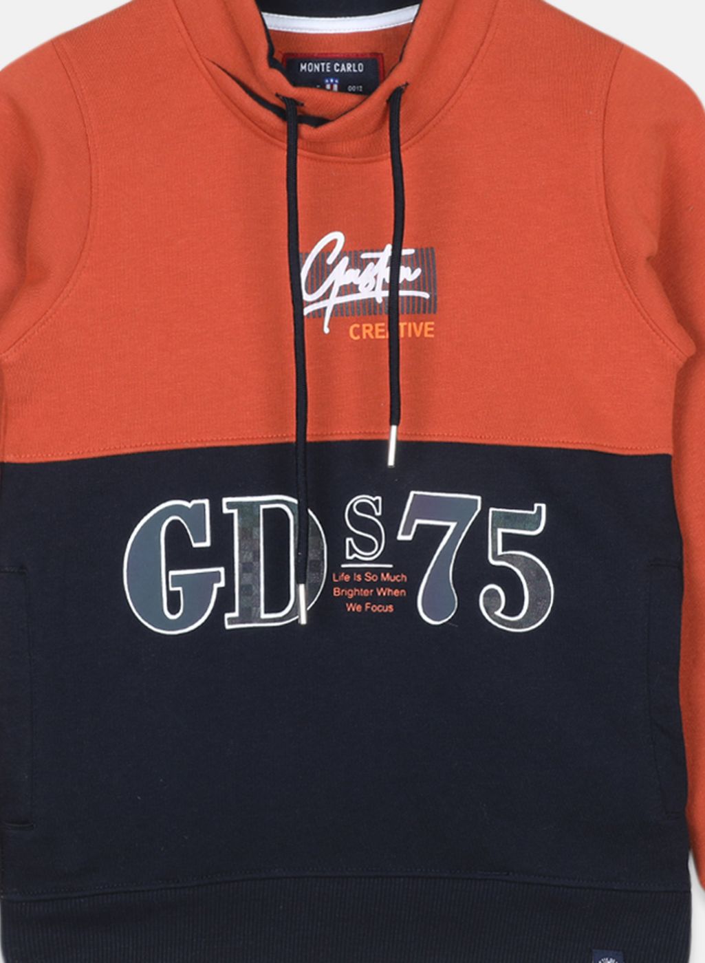 Boys Orange Printed Sweatshirt