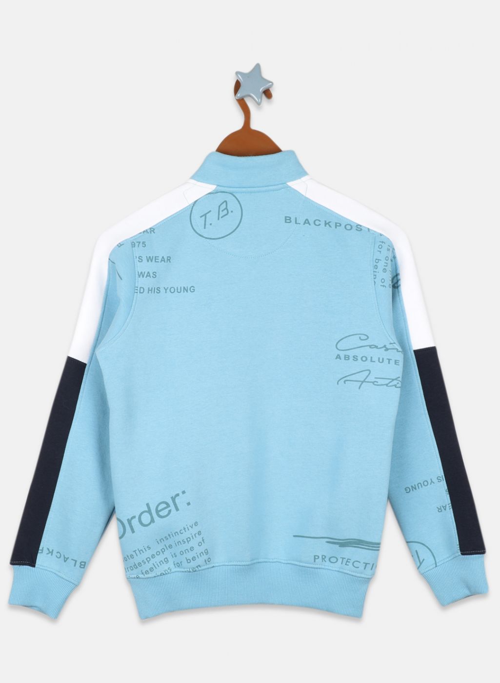 Boys Blue Printed Sweatshirt