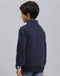 Boys Navy Blue Solid Stand Collar Full Sleeve Sweatshirt