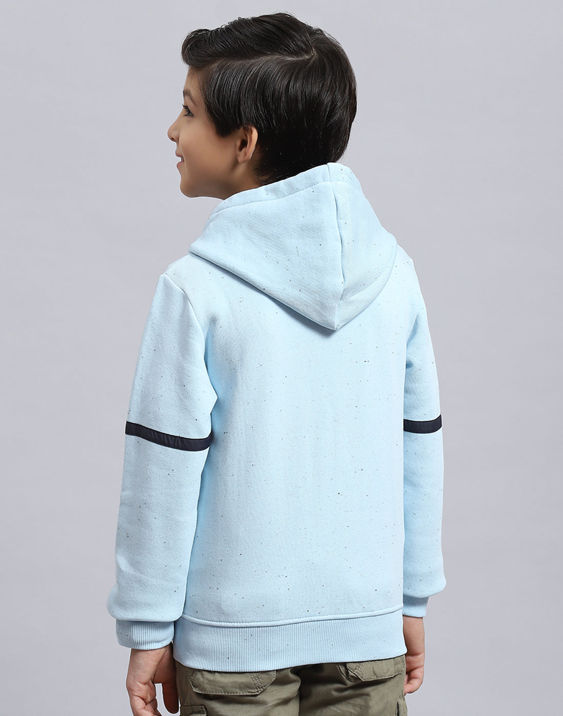 Boys Blue Printed Hooded Full Sleeve Sweatshirt