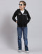 Boys Black Printed Hooded Full Sleeve Sweatshirt