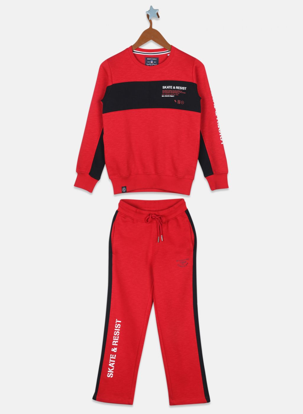 Boys Red Printed Tracksuit