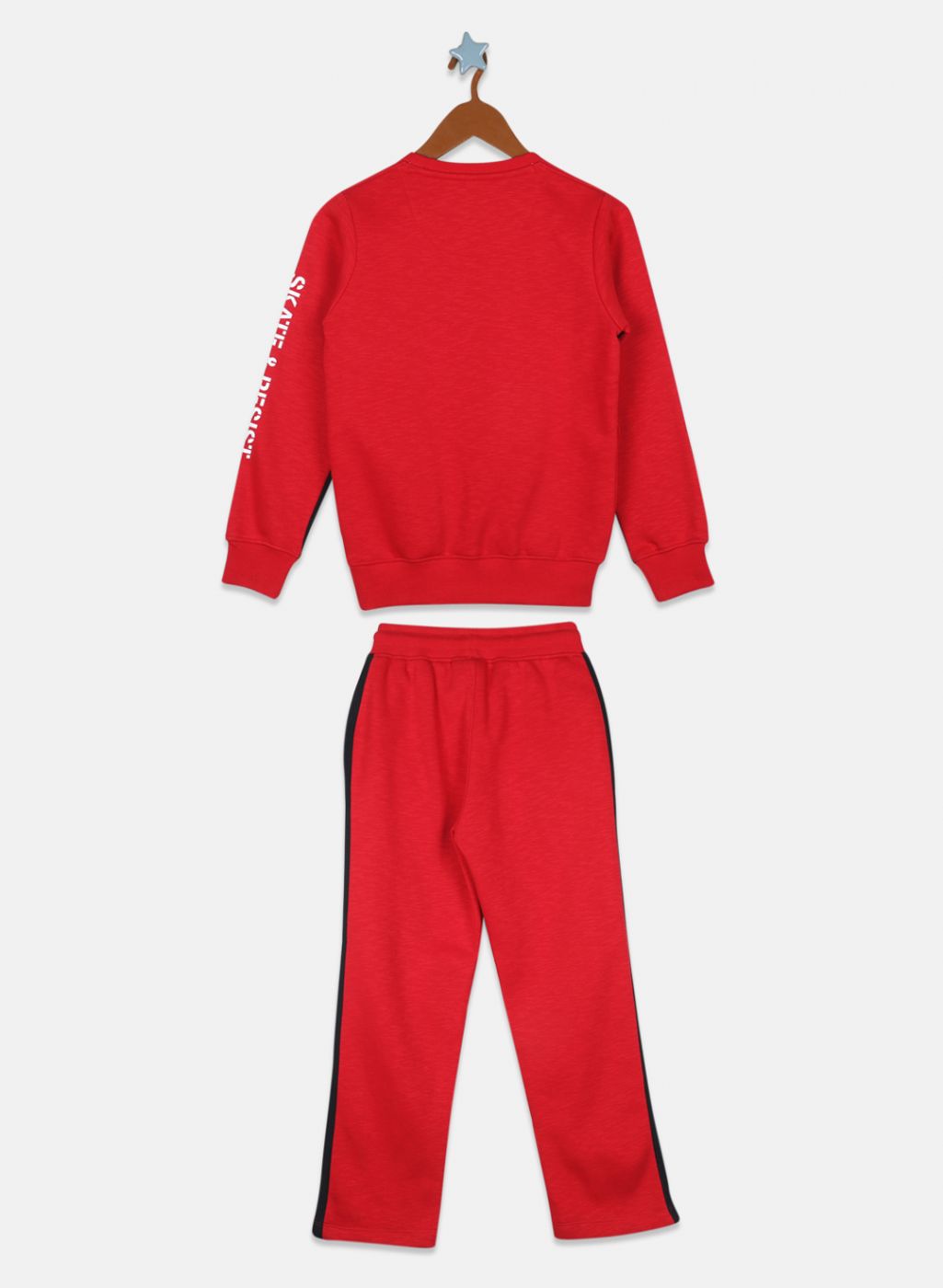 Boys Red Printed Tracksuit